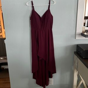 HALARA Burgundy High Low Dress